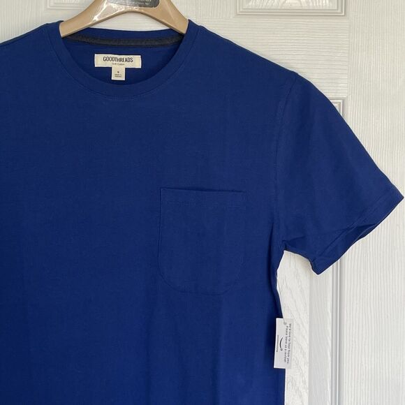 New Men's Small Jersey T-Shirt Blue Soft Cotton Short Sleeves - Picture 9 of 10